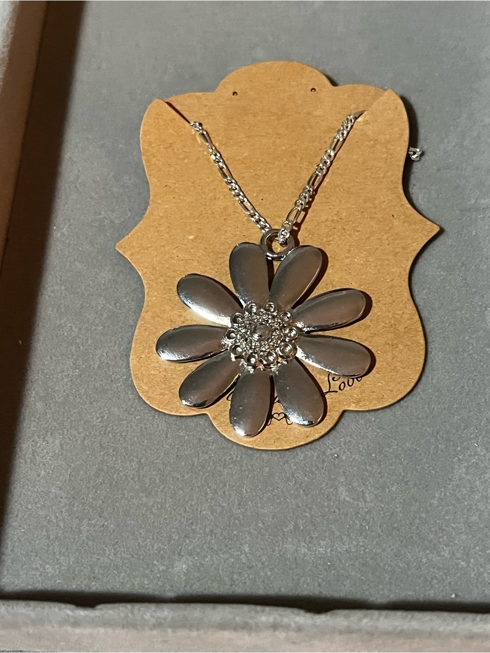 Sterling Silver Chain with Floral Pendant Necklace - Women's Jewelry